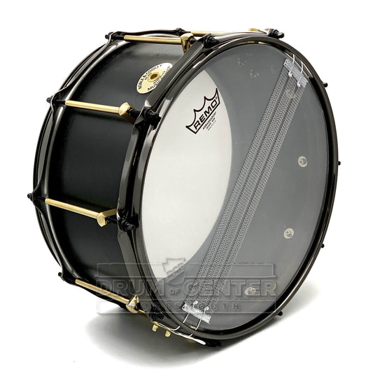 Noble & Cooley Solid Shell Classic Walnut Snare Drum 14x7 Matte Black w/Brass Hardware - Drum Center Of Portsmouth
