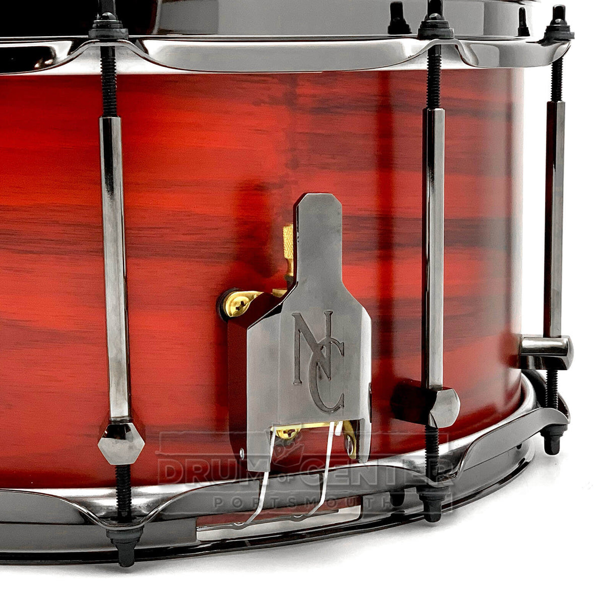 Noble & Cooley Solid Shell Classic Walnut Snare Drum 14x7 Trans Red Super Matte w/Black Hw - Drum Center Of Portsmouth