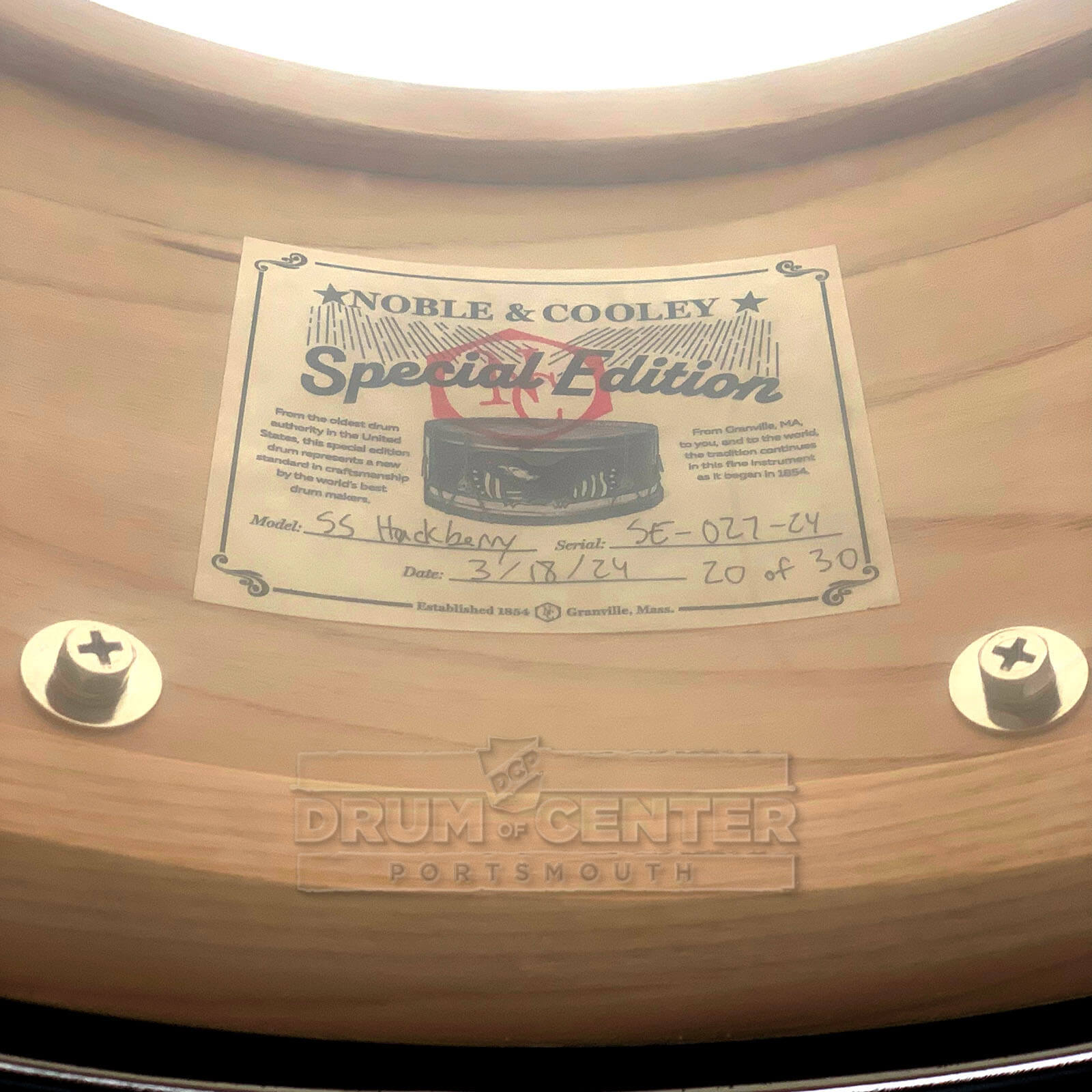 Noble & Cooley Solid Shell Classic Limited Edition Hackberry Snare Drum 14x7 - Drum Center Of Portsmouth