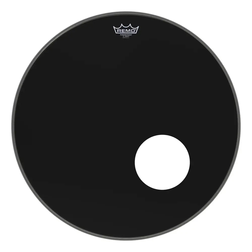 Remo Powerstroke 3 Bass Drum Head 24" Ebony w/5" Offset Hole - Drum Center Of Portsmouth