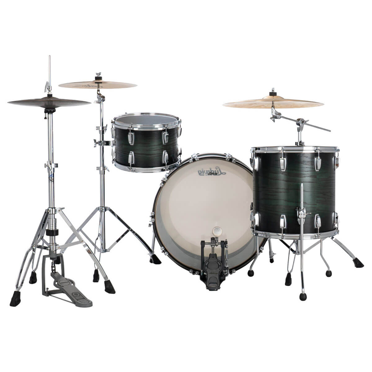 Ludwig Classic Oak 3pc Drum Set Green Burst 24/13/16 - Drum Center Of Portsmouth