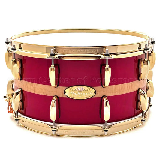 Pearl Masterworks Artisan Maple/Mahogany Snare Drum 14x7 Banded Red Curly Maple - Drum Center Of Portsmouth