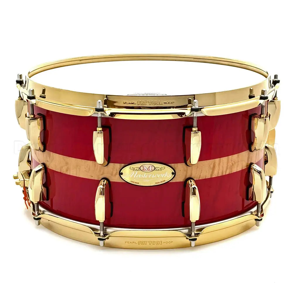 Pearl Masterworks Artisan Maple/Mahogany Snare Drum 14x7 Banded Red Curly Maple - Drum Center Of Portsmouth