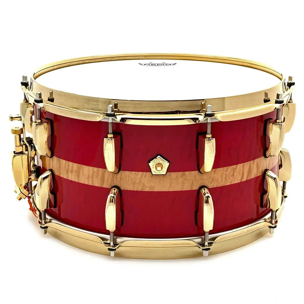 Pearl Masterworks Artisan Maple/Mahogany Snare Drum 14x7 Banded Red Curly Maple - Drum Center Of Portsmouth