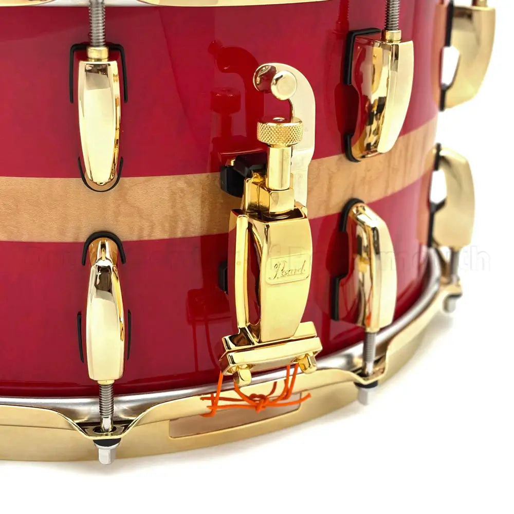 Pearl Masterworks Artisan Maple/Mahogany Snare Drum 14x7 Banded Red Curly Maple - Drum Center Of Portsmouth
