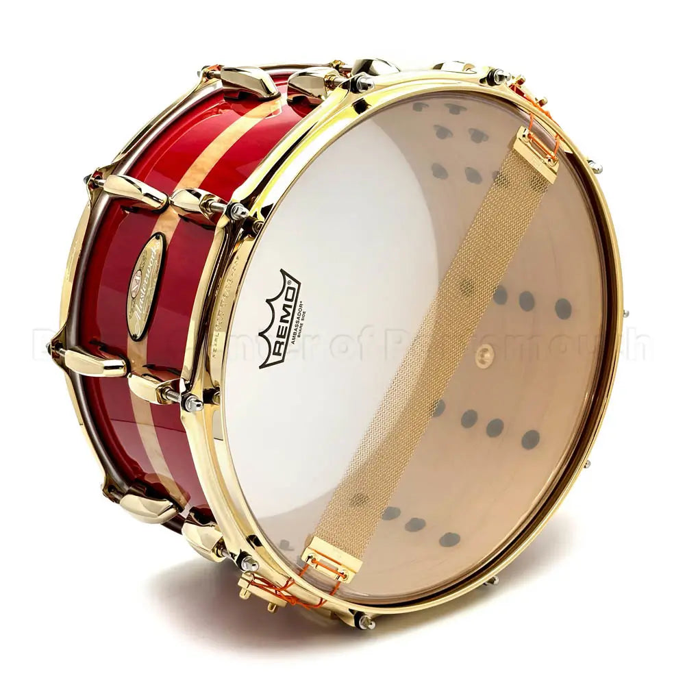 Pearl Masterworks Artisan Maple/Mahogany Snare Drum 14x7 Banded Red Curly Maple - Drum Center Of Portsmouth