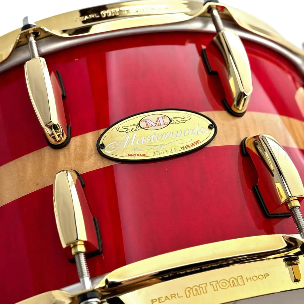 Pearl Masterworks Artisan Maple/Mahogany Snare Drum 14x7 Banded Red Curly Maple - Drum Center Of Portsmouth