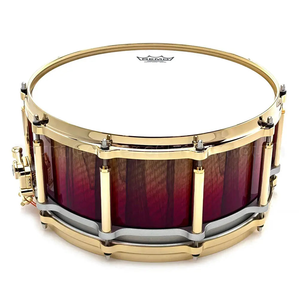 Pearl Masterworks Free Floating Snare Drum 14x6.5 Black Limba Red Fade w/Gold Hardware - Drum Center Of Portsmouth