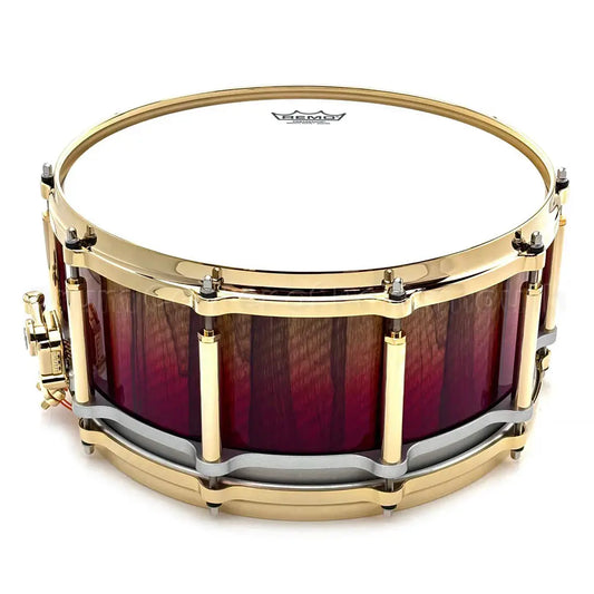 Pearl Masterworks Free Floating Snare Drum 14x6.5 Black Limba Red Fade w/Gold Hardware - Drum Center Of Portsmouth