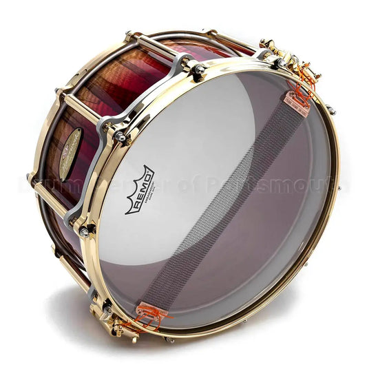 Pearl Masterworks Free Floating Snare Drum 14x6.5 Black Limba Red Fade w/Gold Hardware - Drum Center Of Portsmouth