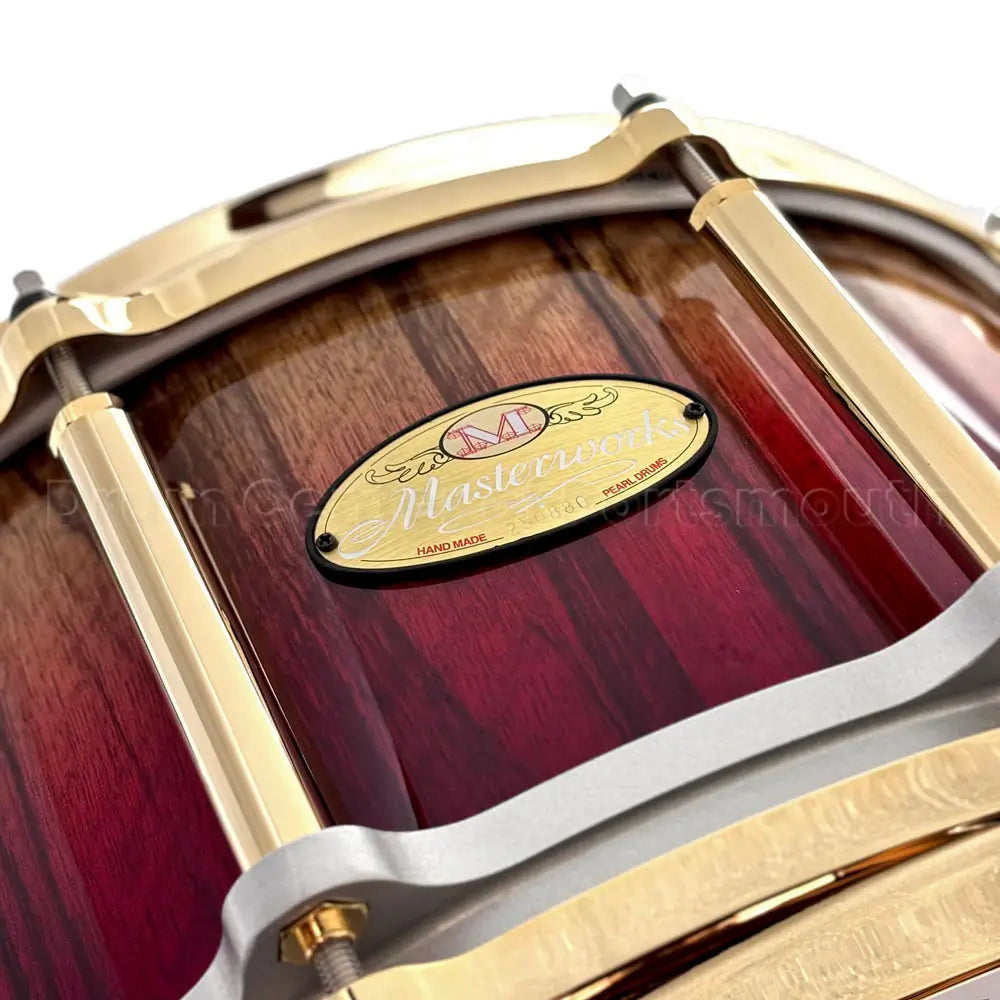 Pearl Masterworks Free Floating Snare Drum 14x6.5 Black Limba Red Fade w/Gold Hardware - Drum Center Of Portsmouth