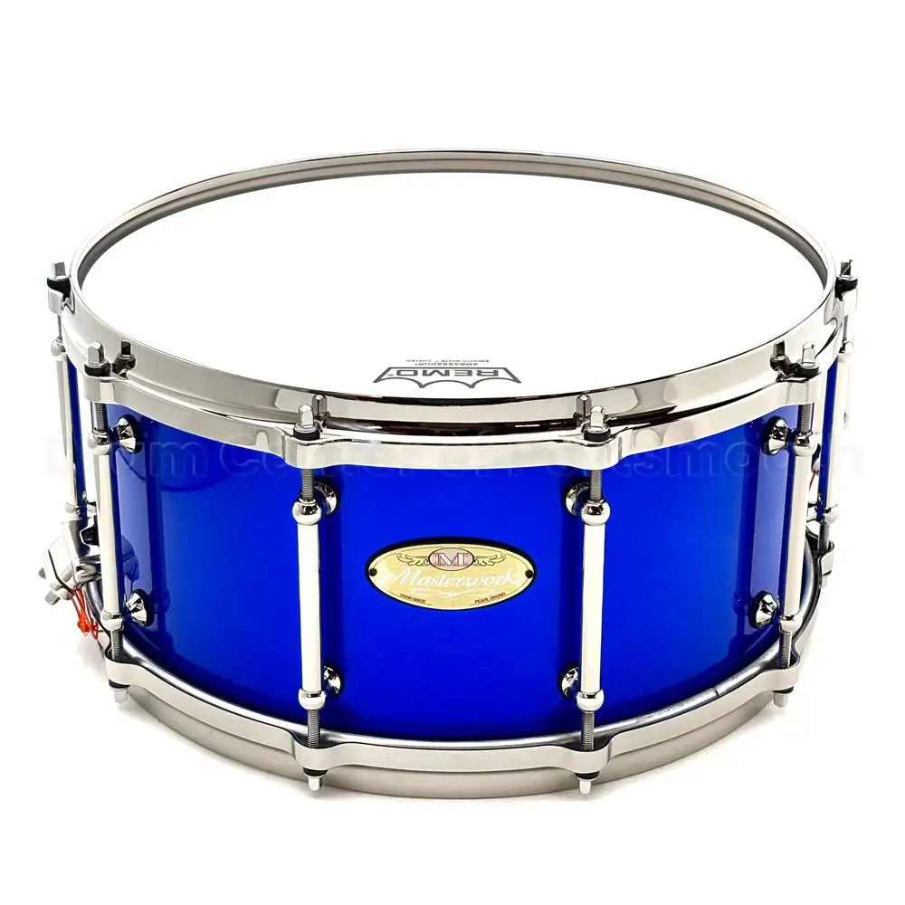 Pearl Masterworks Maple/Gum Snare Drum 14x6.5 Kobalt Blue Metallic w/Nickel Hw - Drum Center Of Portsmouth