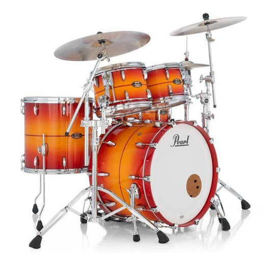 Pearl Masters Maple/Gum 4pc Drum Set w/22x18BD w/L-Bracket R2 Mounts Sunburst Redstripe