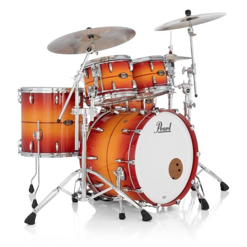 Pearl Masters Maple/Gum 4pc Drum Set w/22x18BD w/L-Bracket R2 Mounts Sunburst Redstripe
