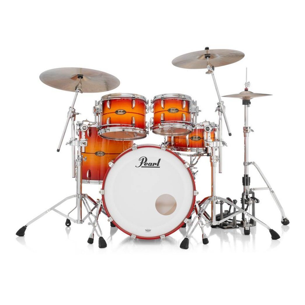 Pearl Masters Maple/Gum 4pc Drum Set w/22x18BD w/L-Bracket R2 Mounts Sunburst Redstripe