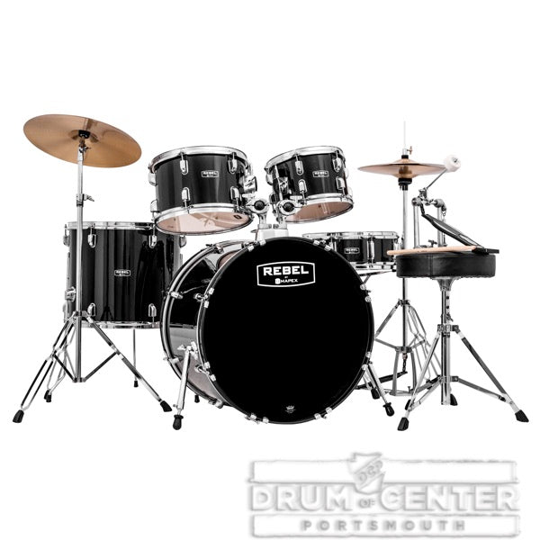 Mapex Rebel 5 Pc Complete Jazz Set Up w/Fast Size Toms Black