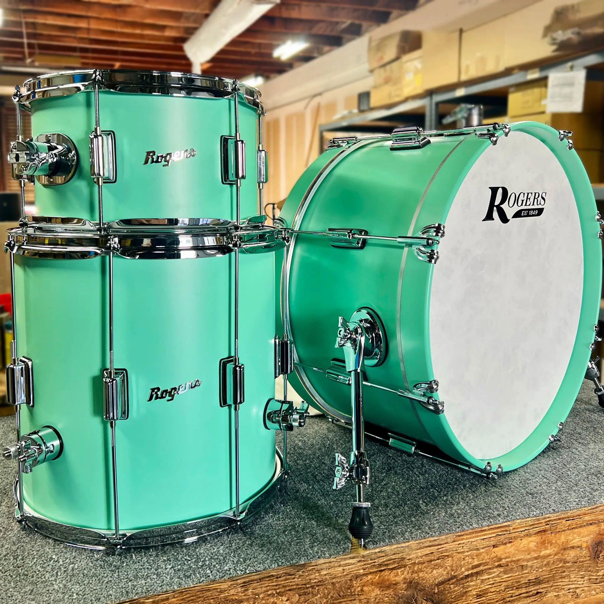 Rogers Tower Limited Edition 3pc Drum Set 20/12/14 Satin Seafoam Green - Drum Center Of Portsmouth