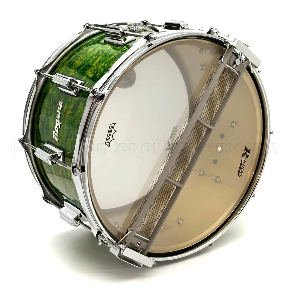 Rogers Dyna-Sonic 7-Line Brass Snare Drum 14x8 Green Alcohol Ink - Drum Center Of Portsmouth