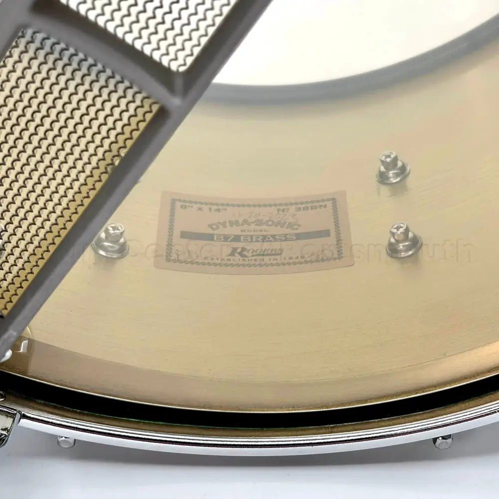 Rogers Dyna-Sonic 7-Line Brass Snare Drum 14x8 Green Alcohol Ink - Drum Center Of Portsmouth