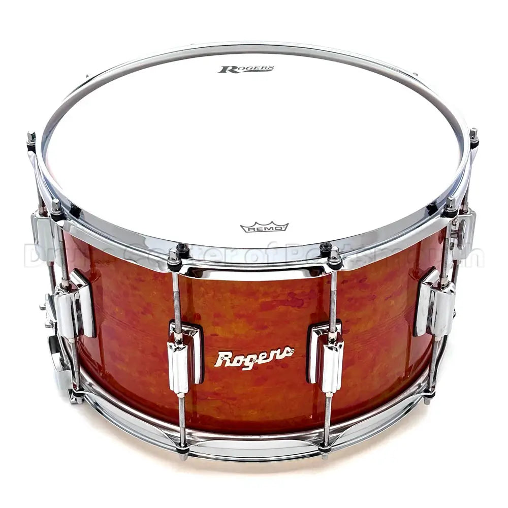 Rogers Dyna-Sonic 7-Line Brass Snare Drum 14x8 Orange Alcohol Ink - Drum Center Of Portsmouth