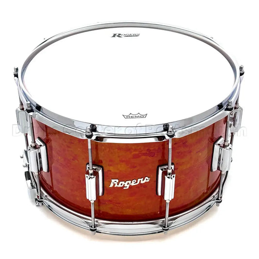 Rogers Dyna-Sonic 7-Line Brass Snare Drum 14x8 Orange Alcohol Ink - Drum Center Of Portsmouth