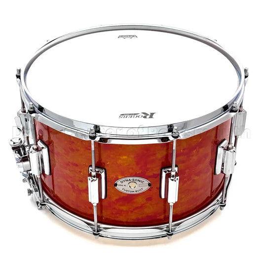 Rogers Dyna-Sonic 7-Line Brass Snare Drum 14x8 Orange Alcohol Ink - Drum Center Of Portsmouth