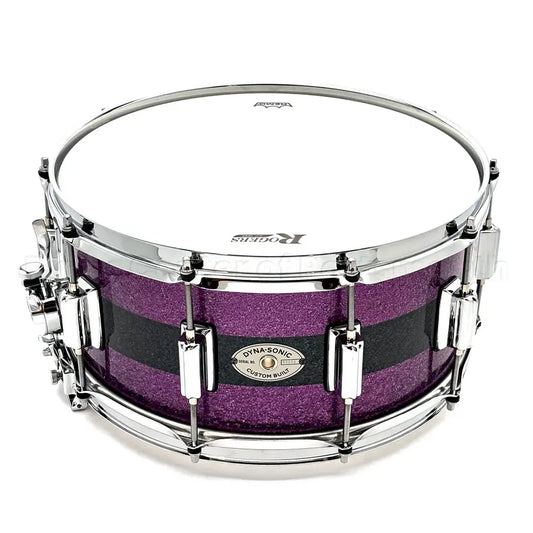 Rogers Dyna-Sonic Snare Drum 14x6.5 Purple & Black Sparkle - Drum Center Of Portsmouth