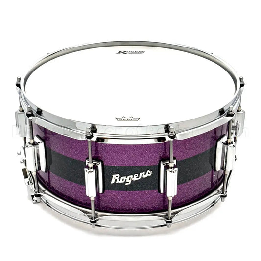 Rogers Dyna-Sonic Snare Drum 14x6.5 Purple & Black Sparkle - Drum Center Of Portsmouth