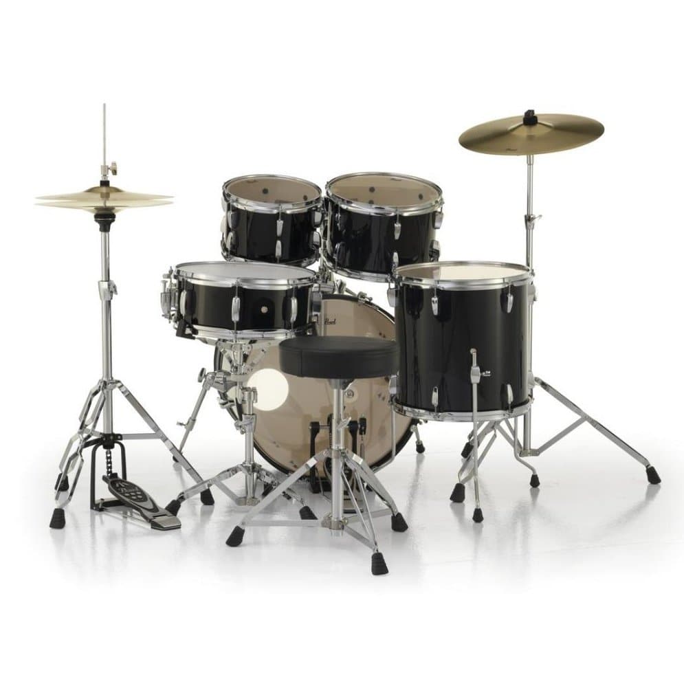 Pearl Roadshow 5 Piece Drum Set With Hardware & Cymbals - Jet Black - RS505C/C31