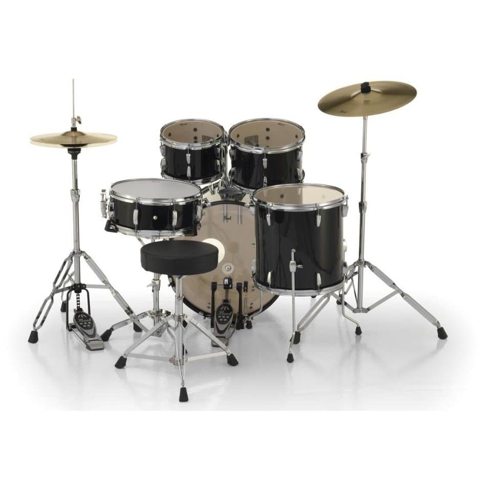 Pearl Roadshow 5 Piece Drum Set With Hardware & Cymbals - Jet Black - RS505C/C31