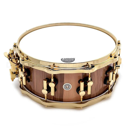 Sonor SQ2 Heavy Beech Snare Drum 14x6 American Walnut Gloss w/Gold Hardware - Drum Center Of Portsmouth
