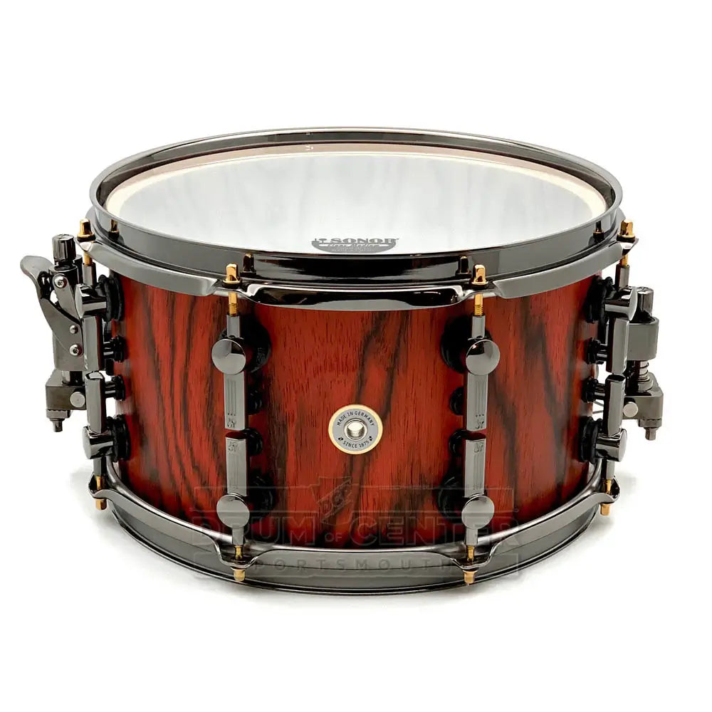 Sonor SQ2 Heavy Birch Snare Drum 12x7 Fiery Red Semi Gloss w/Black & Gold Hw - Drum Center Of Portsmouth