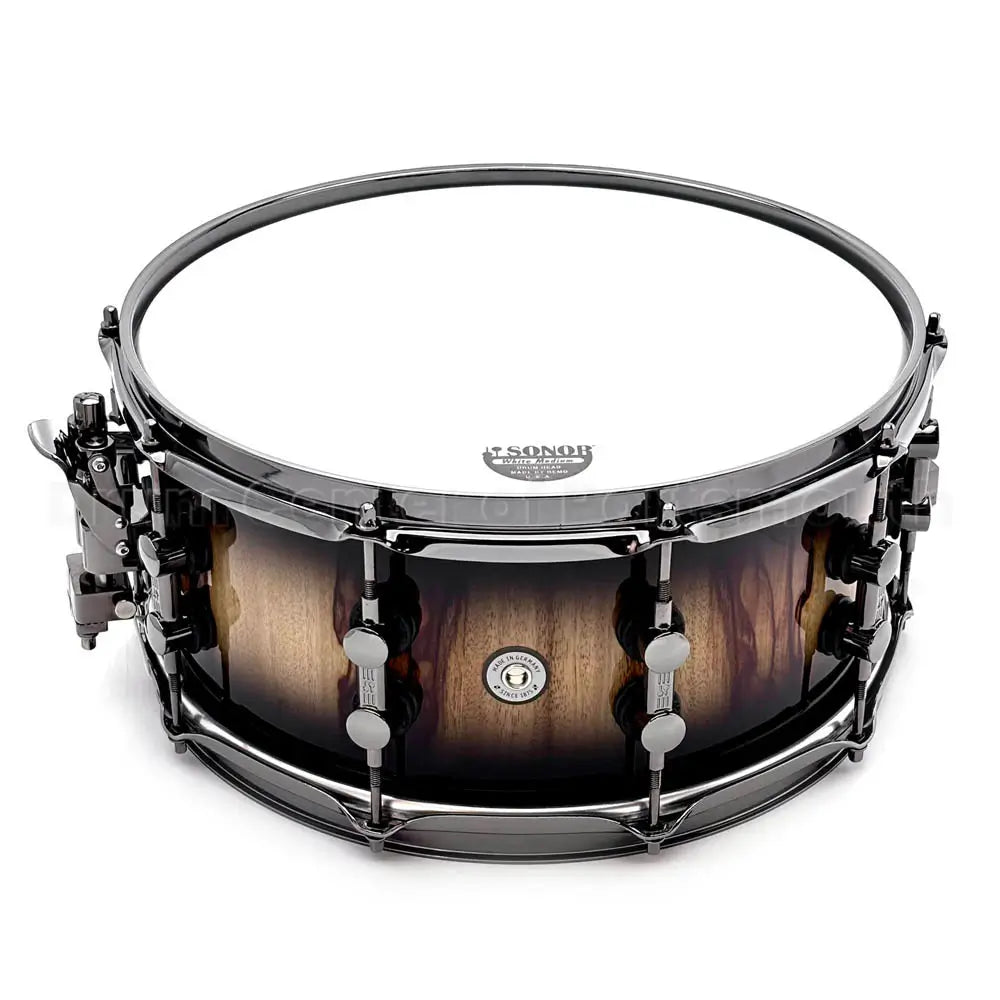 Sonor SQ2 Medium Maple Snare Drum 14x6.5 Black Burst over African Marble - Drum Center Of Portsmouth