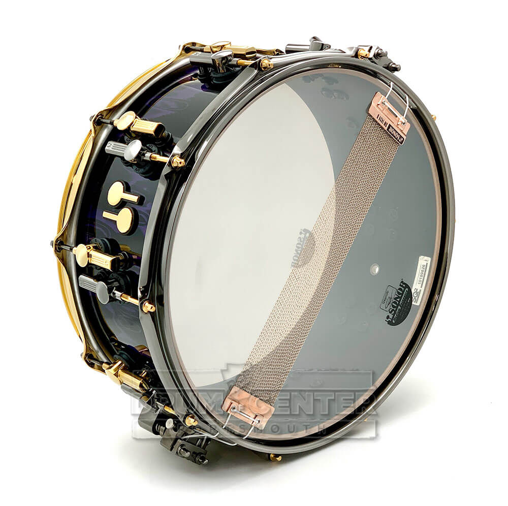 Sonor SQ2 Thin Beech Snare Drum 14x6 Violet Tribal Gloss w/Black & Gold Hw - Drum Center Of Portsmouth