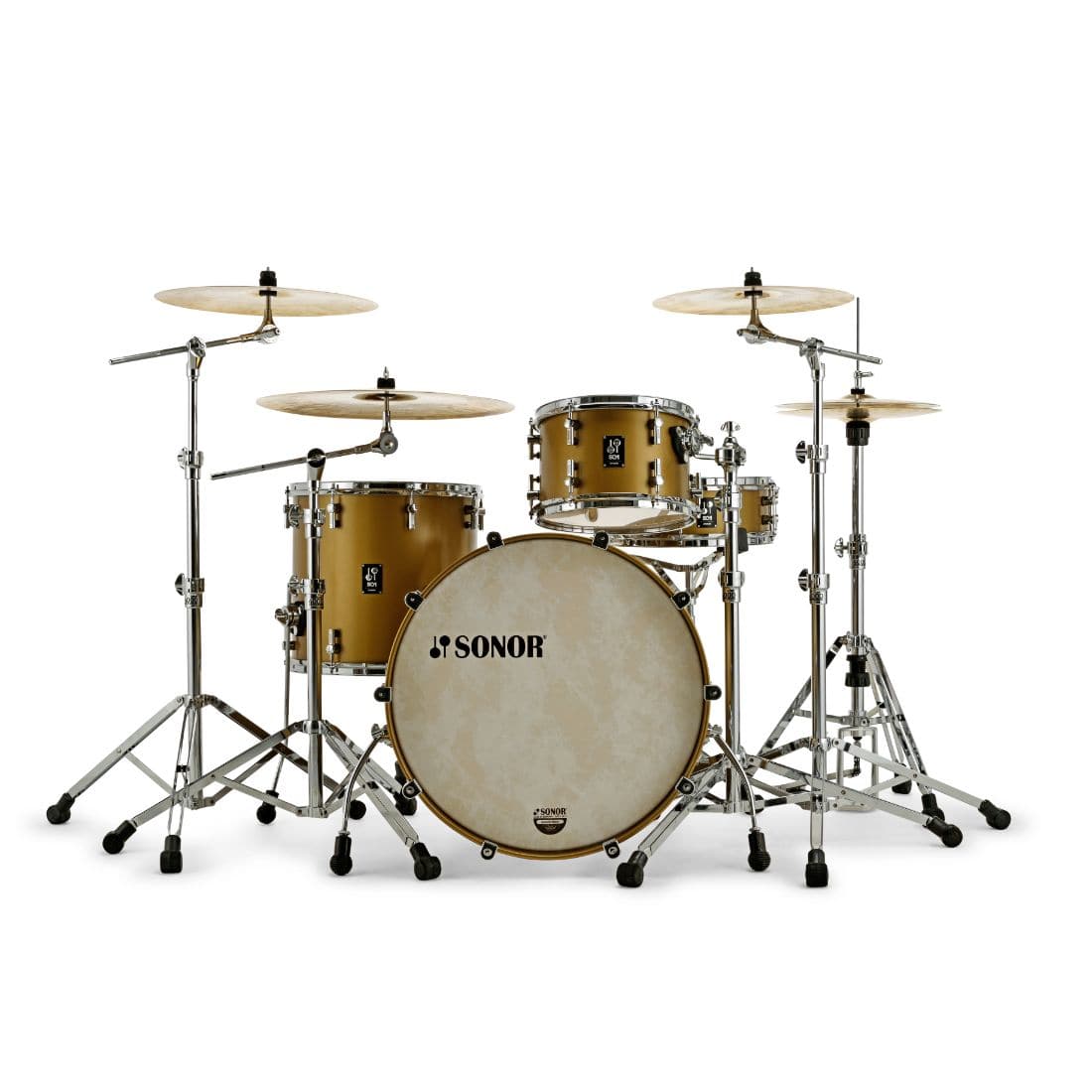 Used Sonor SQ1 3pc Drum Set 22/12/16 Satin Gold Metallic - Drum Center Of Portsmouth