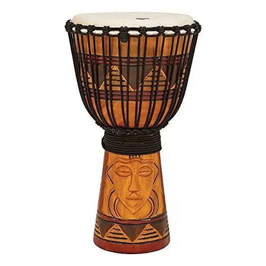Toca Origins Rope-Tuned Wood Djembe 12" Tribal Mask - Drum Center Of Portsmouth