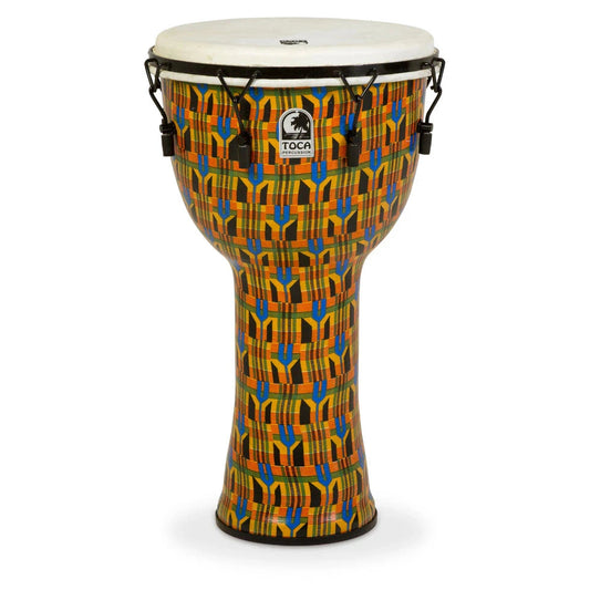 Toca Freestyle Mechanically Tuned 14 Djembe with Bag, Kente Cloth - Drum Center Of Portsmouth