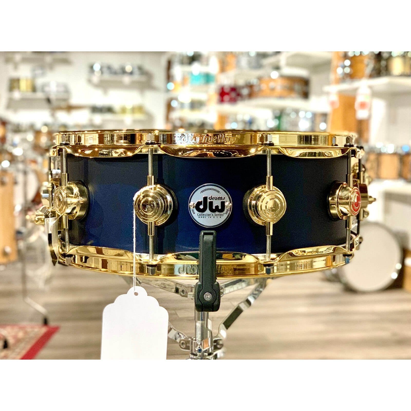 Used DW Collectors Birch Snare Drum 14x5.5 Hard Satin Regal Blue over Moabi w/Gold Hardware
