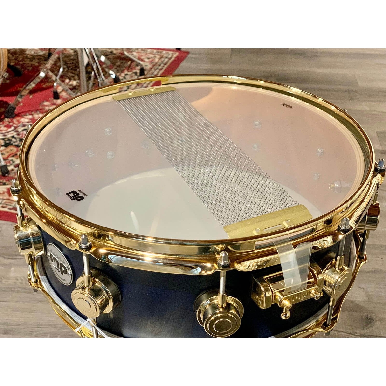 Used DW Collectors Birch Snare Drum 14x5.5 Hard Satin Regal Blue over Moabi w/Gold Hardware