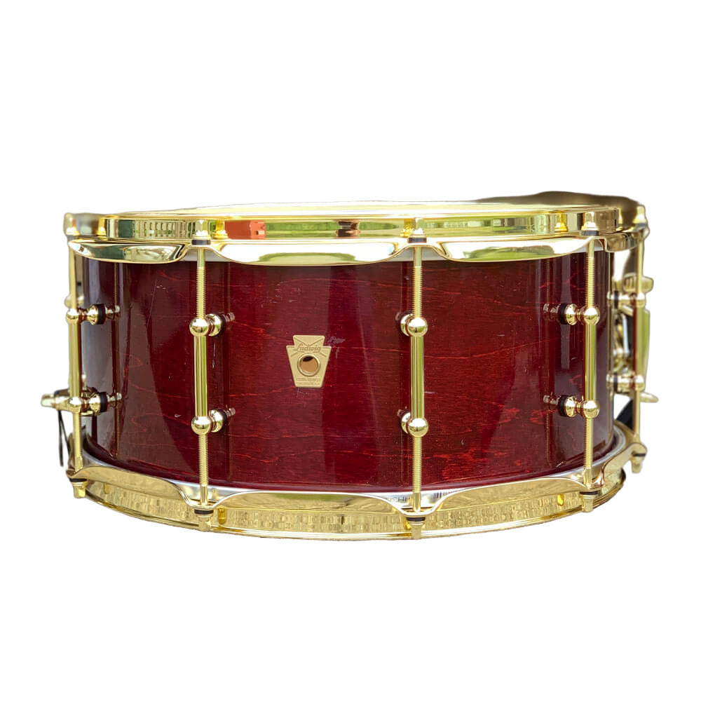 Used Ludwig Classic Maple Snare Drum 14x6.5 Cherry Stain w/Brass Hardware - Good - Drum Center Of Portsmouth