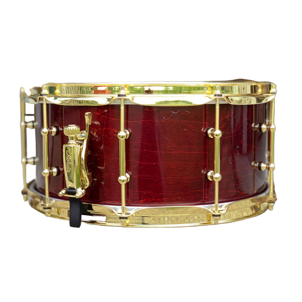 Used Ludwig Classic Maple Snare Drum 14x6.5 Cherry Stain w/Brass Hardware - Good - Drum Center Of Portsmouth