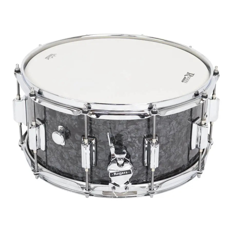Used Rogers SuperTen Wood Shell Snare Drum 14x6.5 Black Diamond Pearl - Excellent - Drum Center Of Portsmouth