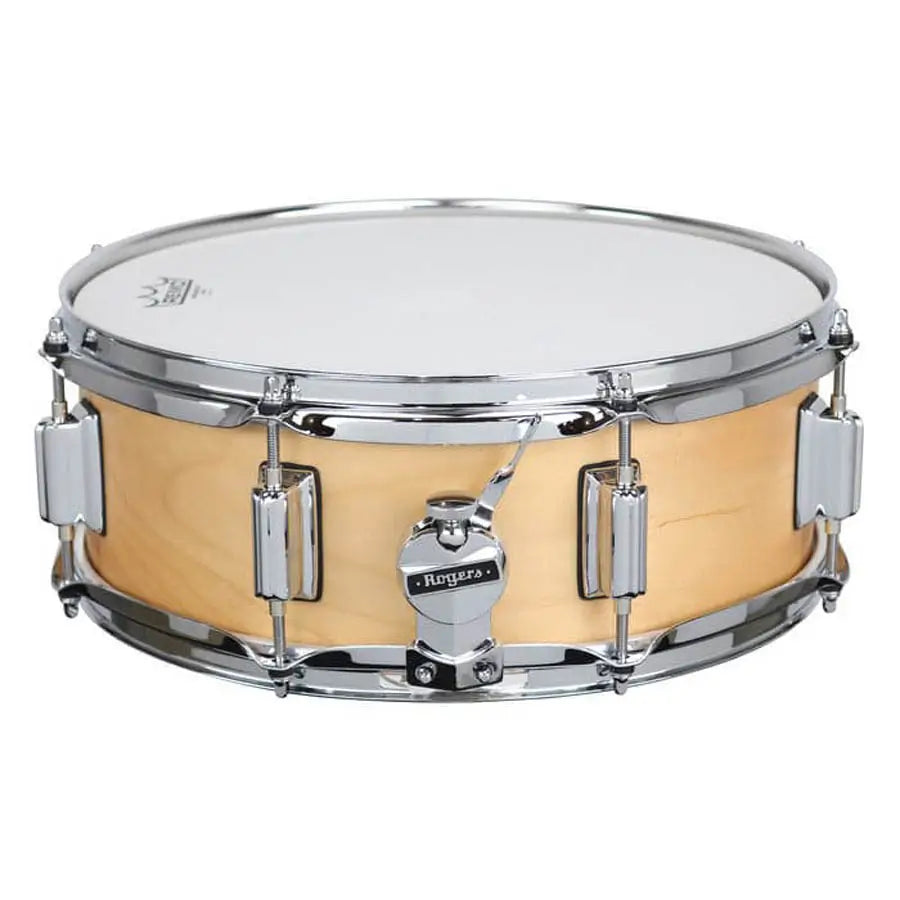 Used Rogers Powertone Wood Shell Snare Drum 14x5 Satin Natural - Excellent - Drum Center Of Portsmouth
