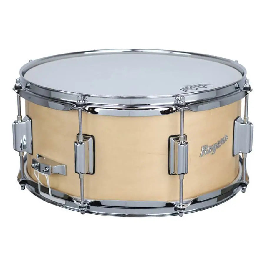 Used Rogers Powertone Wood Shell Snare Drum 14x6.5 Satin Natural - Excellent - Drum Center Of Portsmouth