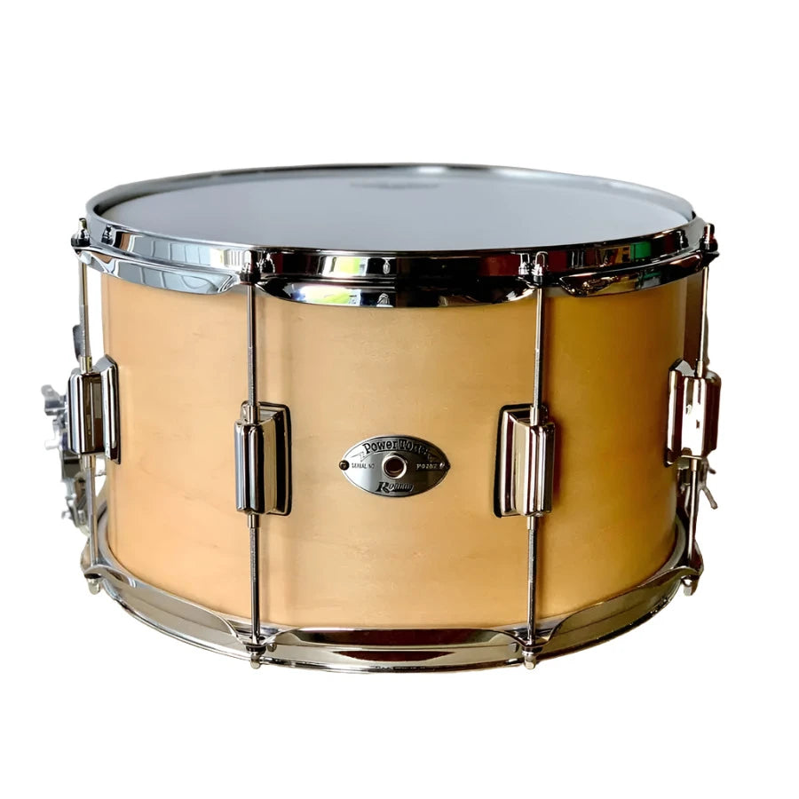 Used Rogers Powertone Wood Shell Snare Drum 14x8 Satin Natural - Excellent - Drum Center Of Portsmouth
