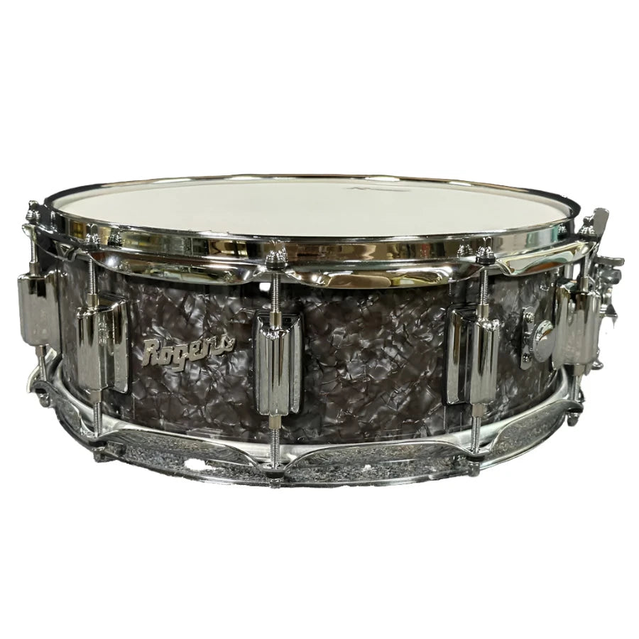 Used Rogers SuperTen Wood Shell Snare Drum 14x5 Black Diamond Pearl - Excellent - Drum Center Of Portsmouth
