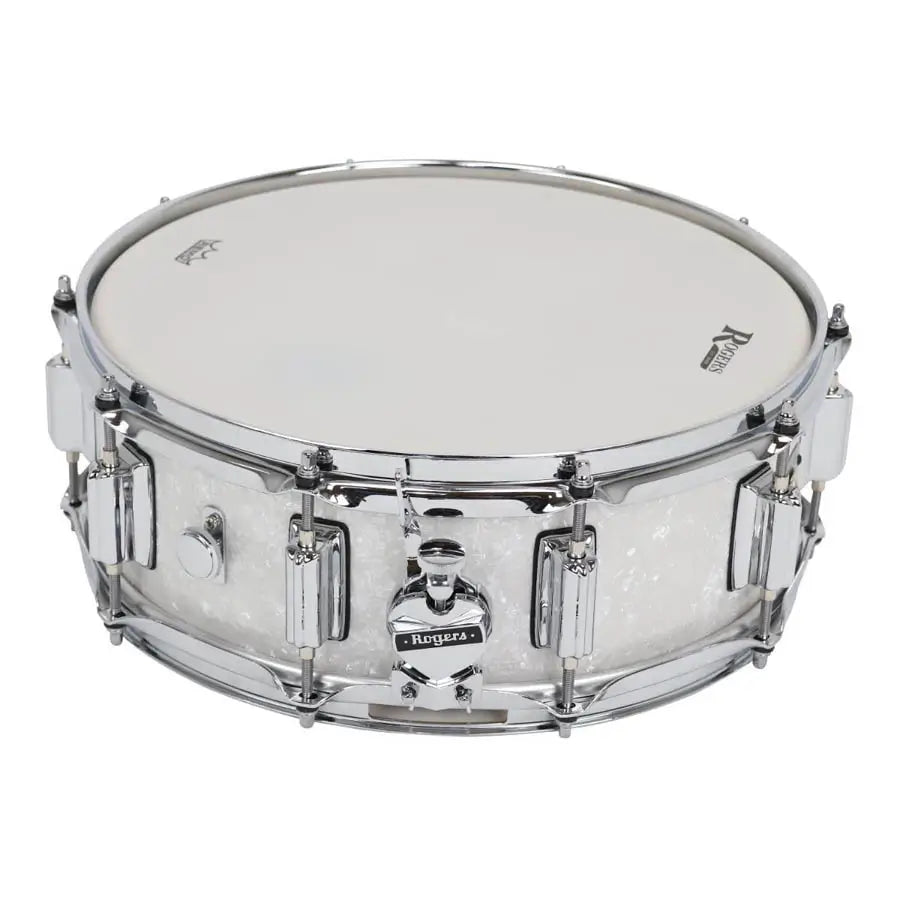Used Rogers SuperTen Wood Shell Snare Drum 14x5 White Marine Pearl - Excellent - Drum Center Of Portsmouth