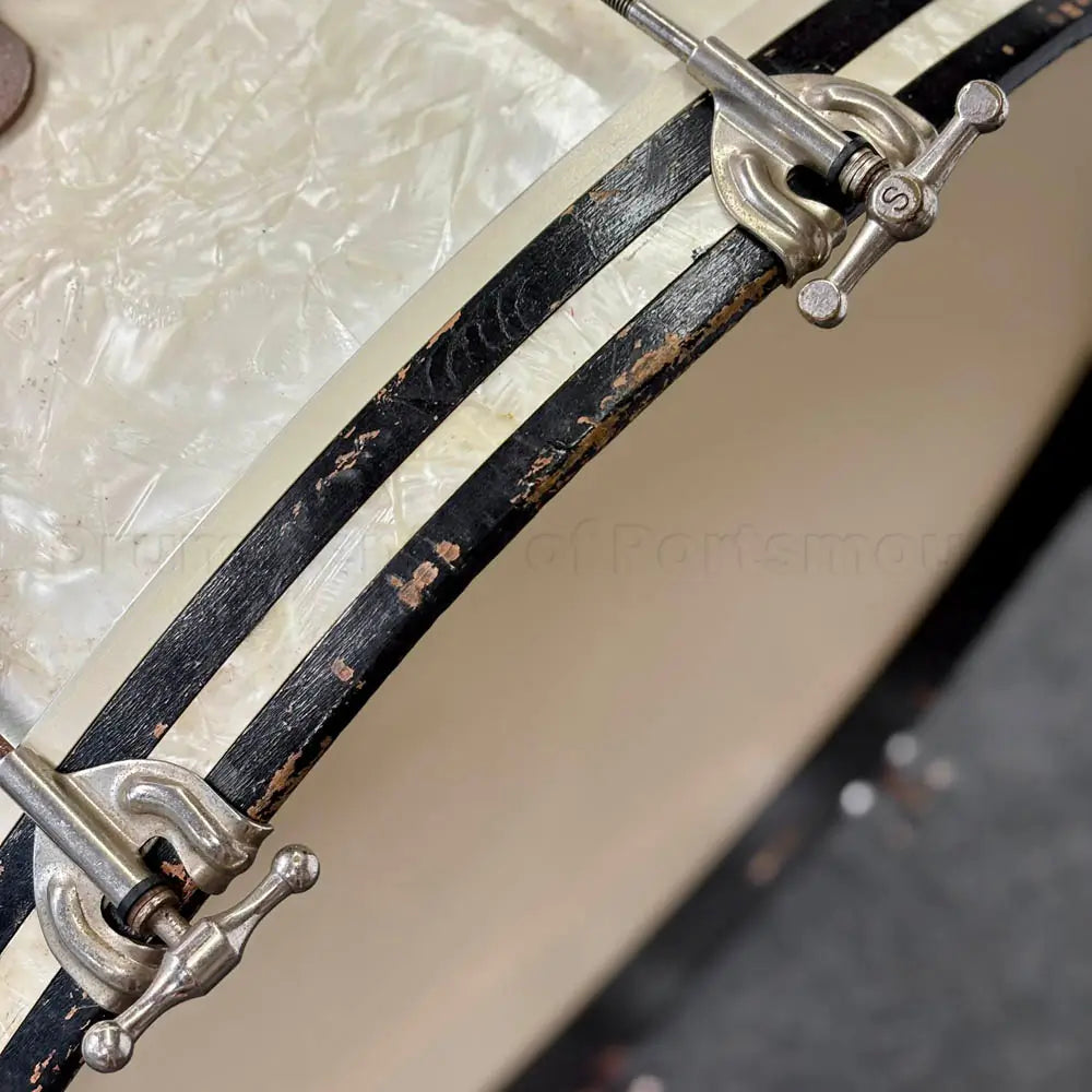 Used Vintage Slingerland Radio King 3pc Drum Set 24/13/16 White Marine Pearl - Good - Drum Center Of Portsmouth