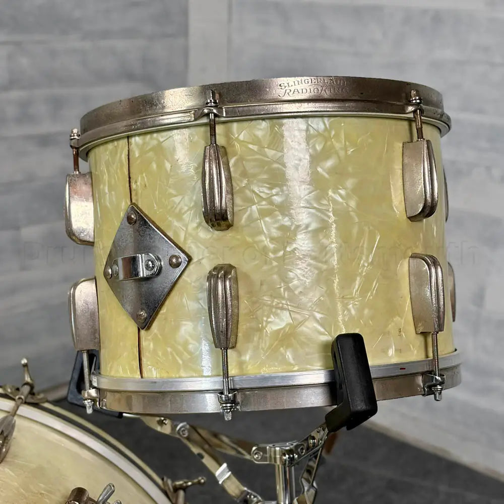 Used Vintage Slingerland Radio King 3pc Drum Set 24/13/16 White Marine Pearl - Good - Drum Center Of Portsmouth
