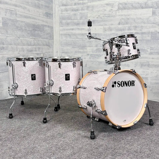 Used Sonor AQ2 Maple 4pc Jazz Drum Set White Marine Pearl - Excellent - Drum Center Of Portsmouth